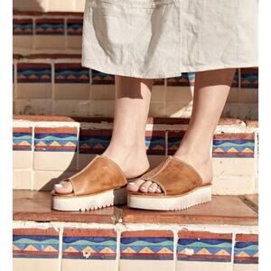 BED STU Fairlee II Platform Slide Sandals Tan Rustic Sz 6 Boho Resort Minimalist
